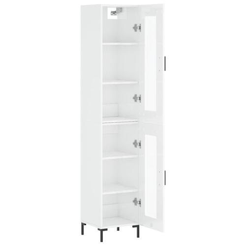 Skab 34,5x34x180 cm konstrueret træ hvid højglans
