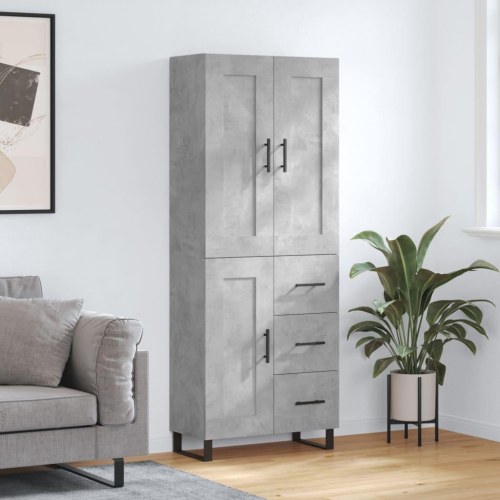 Højskab 69,5x34x180 cm konstrueret træ betongrå