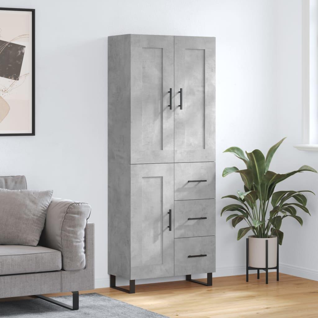 Højskab 69,5x34x180 cm konstrueret træ betongrå