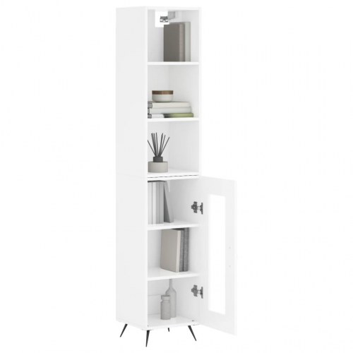 Skab 34,5x34x180 cm konstrueret træ hvid højglans