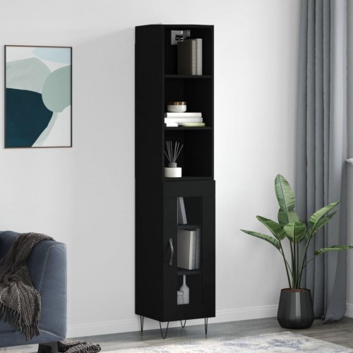 Skab 34,5x34x180 cm konstrueret træ sort