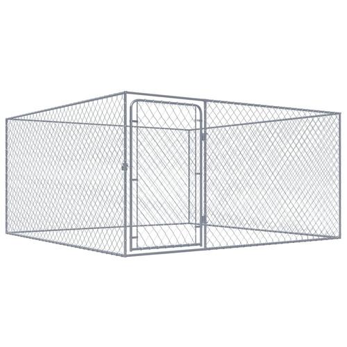 Udendørs hundeløbegård 2 x 2 x 1 m galvaniseret stål