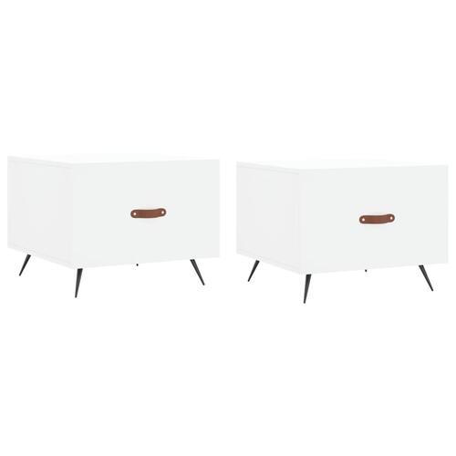 Sofaborde 2 stk. 50x50x40 cm konstrueret træ hvid