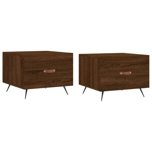 Sofaborde 2 stk. 50x50x40 cm konstrueret træ brun egetræsfarve