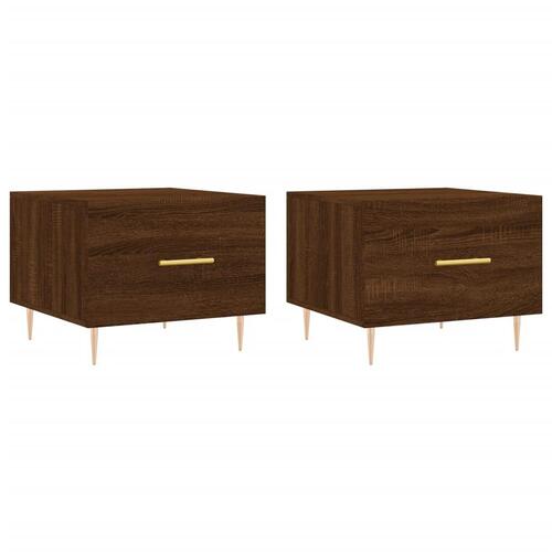 Sofaborde 2 stk. 50x50x40 cm konstrueret træ brun egetræsfarve