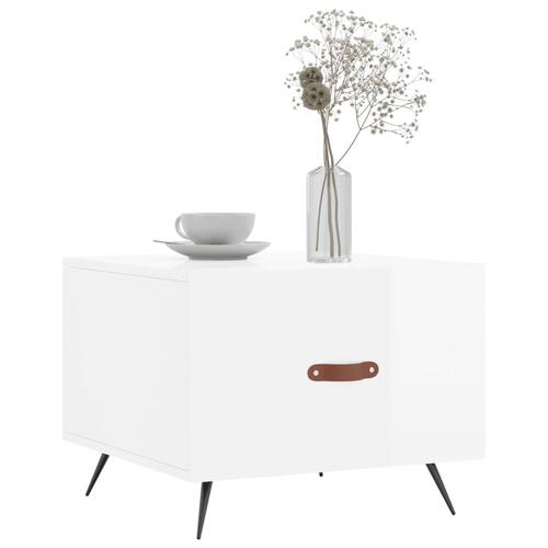 Sofaborde 2 stk. 50x50x40 cm konstrueret træ hvid højglans