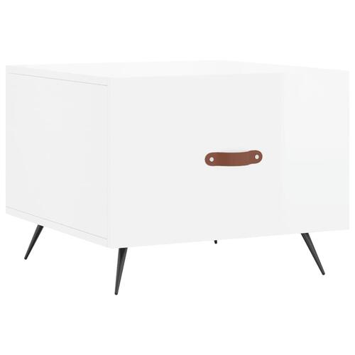 Sofaborde 2 stk. 50x50x40 cm konstrueret træ hvid højglans