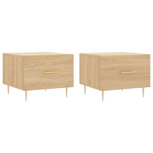 Sofaborde 2 stk. 50x50x40 cm konstrueret træ sonoma-eg