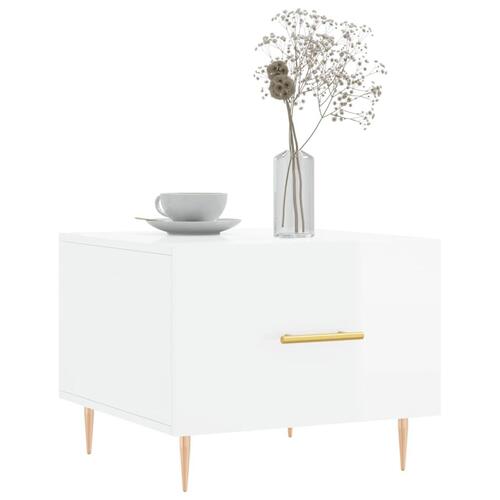 Sofaborde 2 stk. 50x50x40 cm konstrueret træ hvid højglans