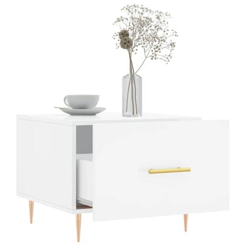 Sofaborde 2 stk. 50x50x40 cm konstrueret træ hvid højglans
