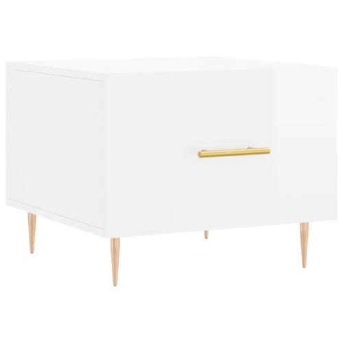 Sofaborde 2 stk. 50x50x40 cm konstrueret træ hvid højglans