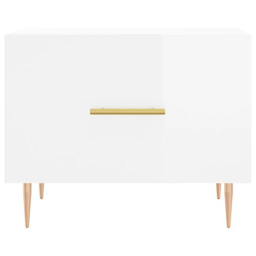 Sofaborde 2 stk. 50x50x40 cm konstrueret træ hvid højglans