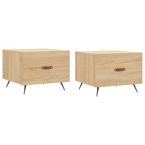 Sofaborde 2 stk. 50x50x40 cm konstrueret træ sonoma-eg