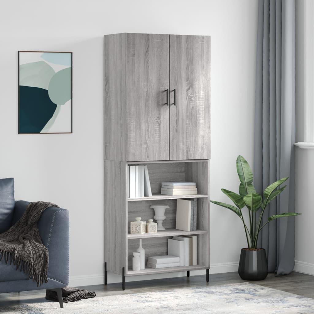 Højskab 69,5x34x180 cm konstrueret træ grå sonoma-eg