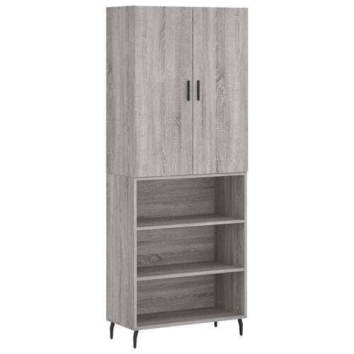 Højskab 69,5x34x180 cm konstrueret træ grå sonoma-eg