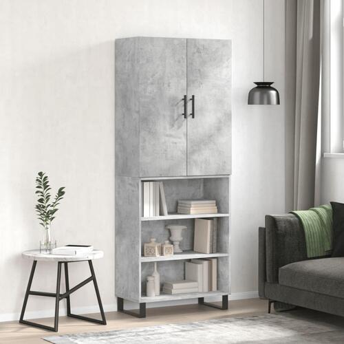 Højskab 69,5x34x180 cm konstrueret træ betongrå