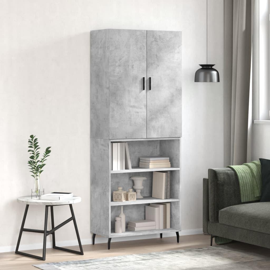 Højskab 69,5x34x180 cm konstrueret træ betongrå