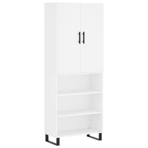 Højskab 69,5x34x180 cm konstrueret træ hvid