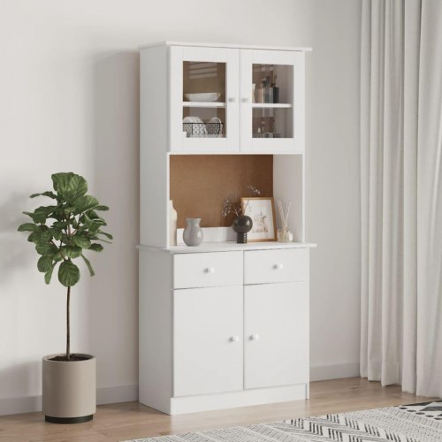Højskab ALTA 77×35×165 cm i massivt fyrretræ - hvid