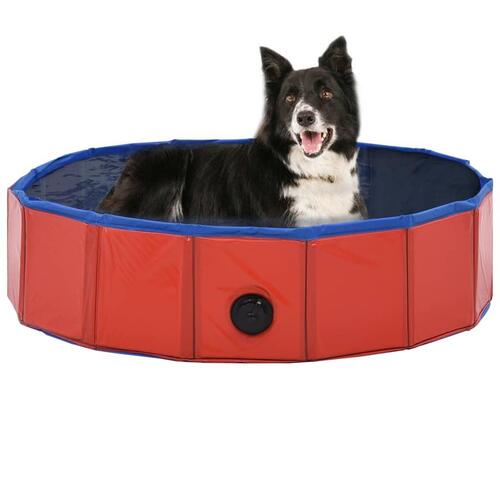 Foldbart hundebassin 80 x 20 cm PVC rød