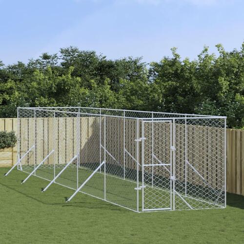 Udendørs hundegård 2x10x2 m galvaniseret stål sølvfarvet