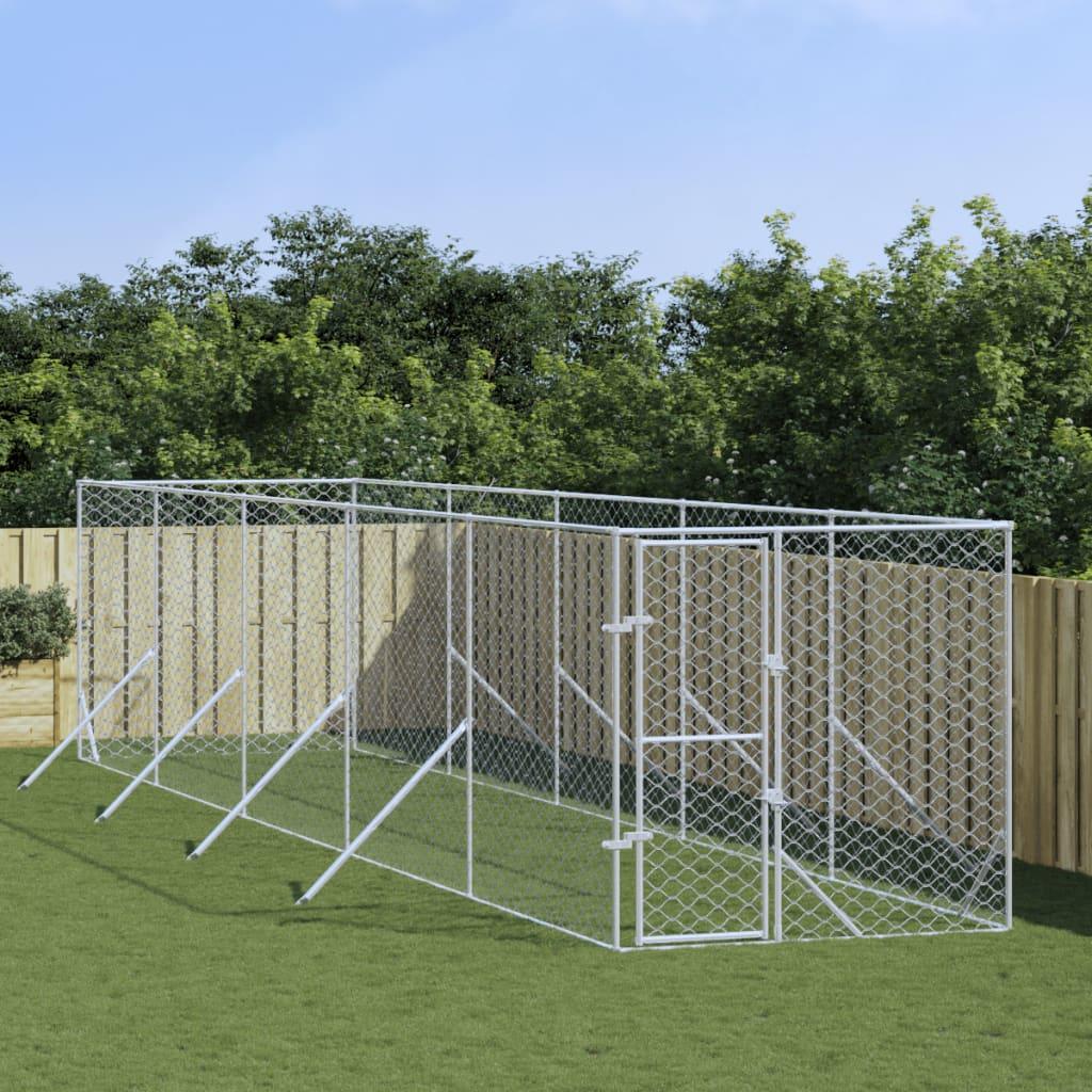 Udendørs hundegård 2x10x2 m galvaniseret stål sølvfarvet