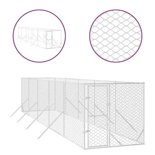 Udendørs hundegård 2x10x2 m galvaniseret stål sølvfarvet