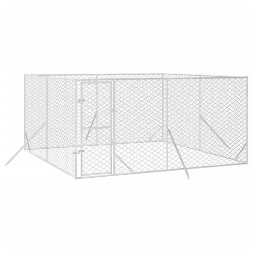 Udendørs hundegård 4x4x2 m galvaniseret stål sølvfarvet