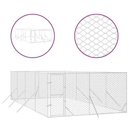 Udendørs hundegård 4x8x2 m galvaniseret stål sølvfarvet