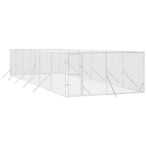 Udendørs hundegård 4x12x2 m galvaniseret stål sølvfarvet