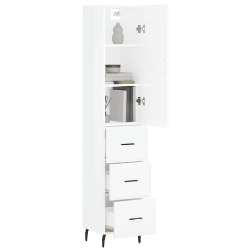 Skab 34,5x34x180 cm konstrueret træ hvid højglans