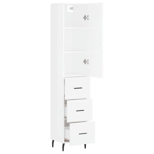 Skab 34,5x34x180 cm konstrueret træ hvid højglans