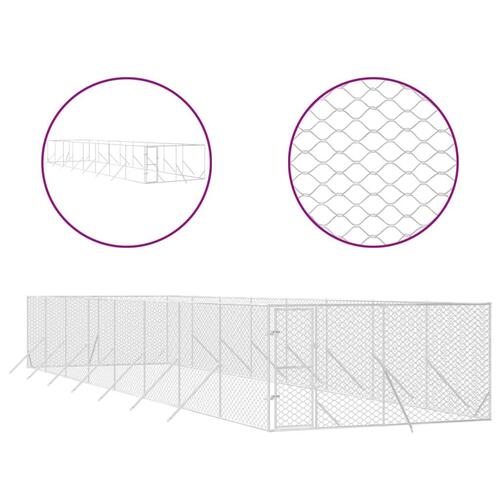 Udendørs hundegård 4x16x2 m galvaniseret stål sølvfarvet