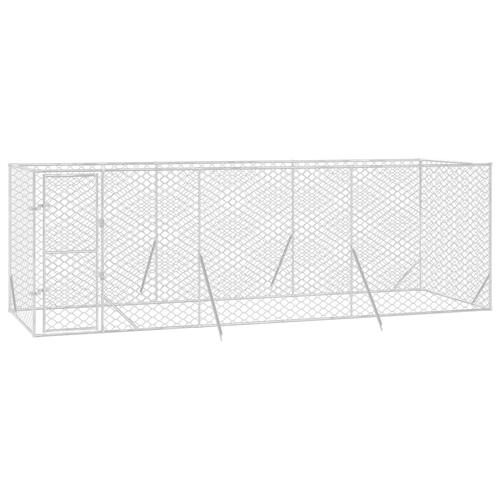 Udendørs hundegård 6x2x2 m galvaniseret stål sølvfarvet