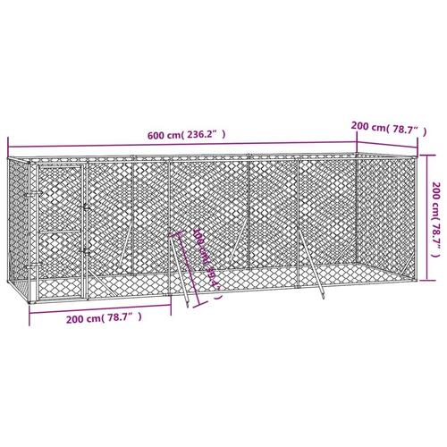 Udendørs hundegård 6x2x2 m galvaniseret stål sølvfarvet