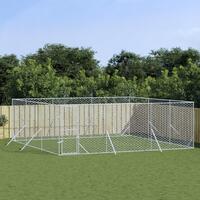 Udendørs hundegård 6x6x2 m galvaniseret stål sølvfarvet