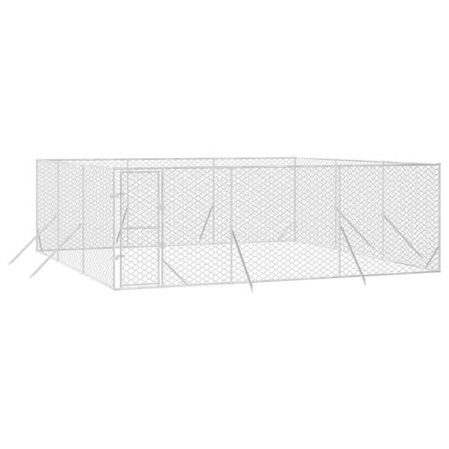 Udendørs hundegård 6x6x2 m galvaniseret stål sølvfarvet