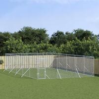 Udendørs hundegård 6x10x2 m galvaniseret stål sølvfarvet
