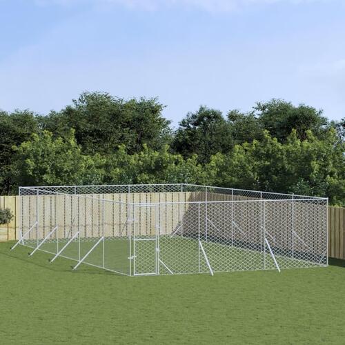 Udendørs hundegård 6x10x2 m galvaniseret stål sølvfarvet