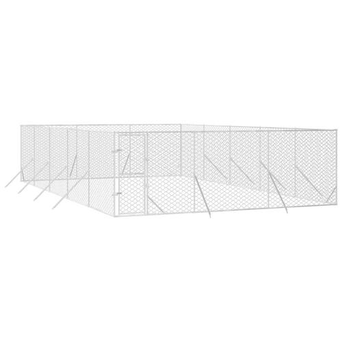 Udendørs hundegård 6x10x2 m galvaniseret stål sølvfarvet