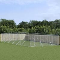 Udendørs hundegård 6x14x2 m galvaniseret stål sølvfarvet