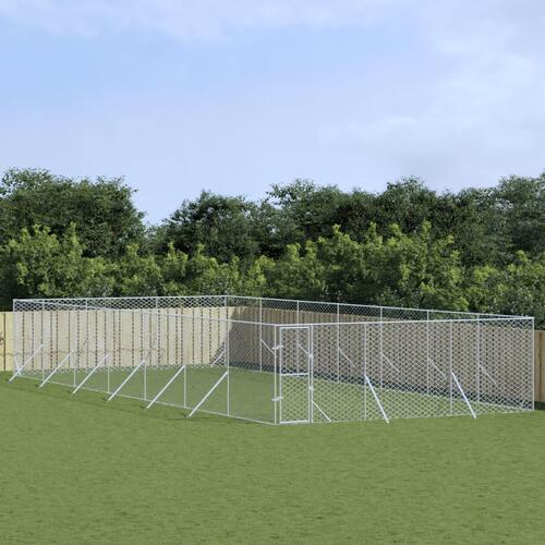 Udendørs hundegård 6x14x2 m galvaniseret stål sølvfarvet