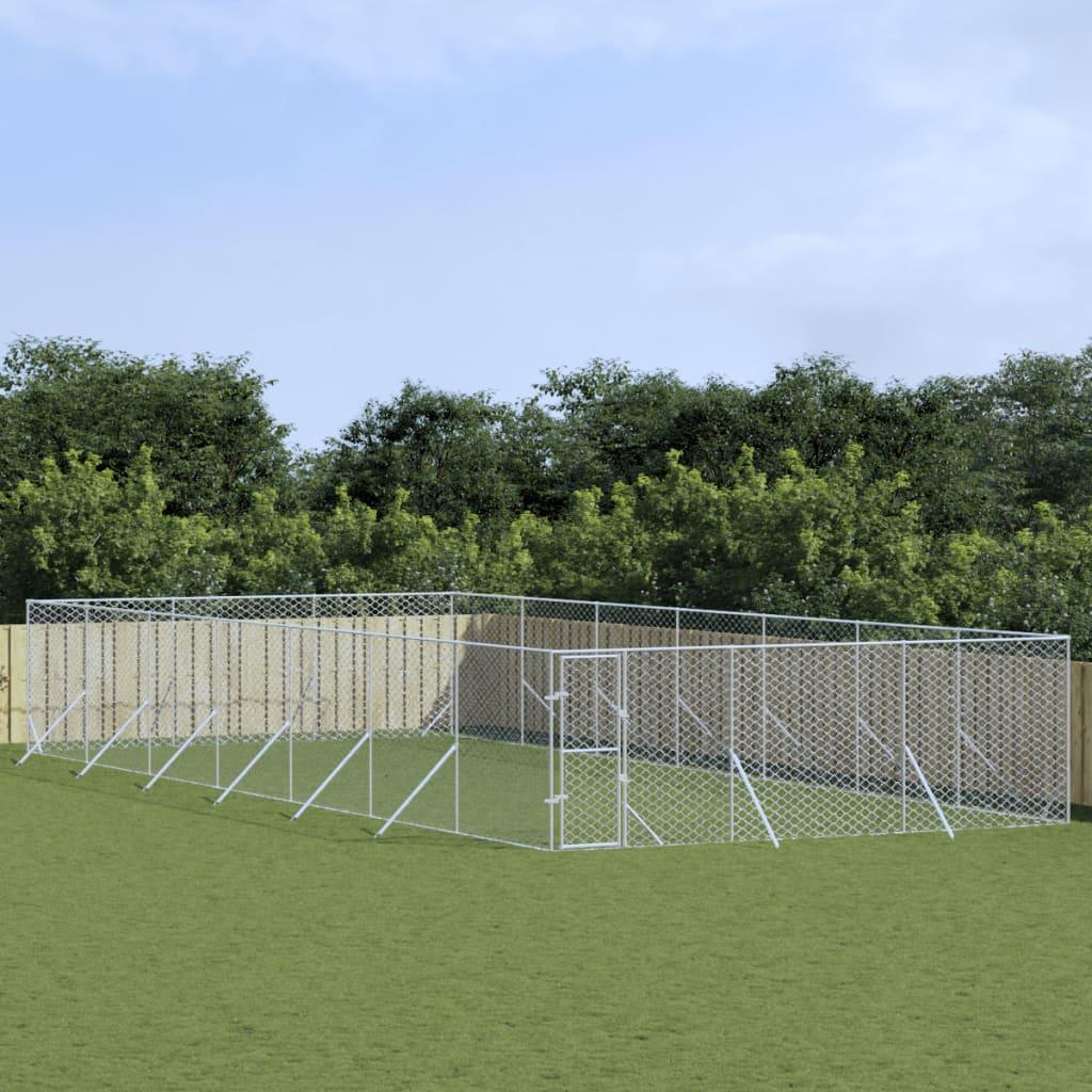 Udendørs hundegård 6x14x2 m galvaniseret stål sølvfarvet