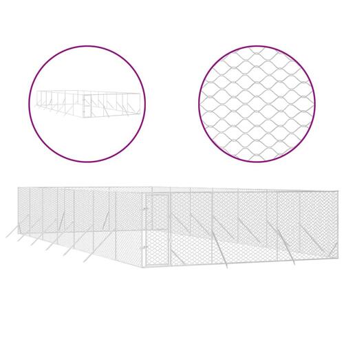 Udendørs hundegård 6x14x2 m galvaniseret stål sølvfarvet