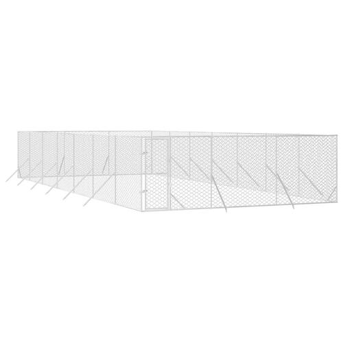 Udendørs hundegård 6x14x2 m galvaniseret stål sølvfarvet