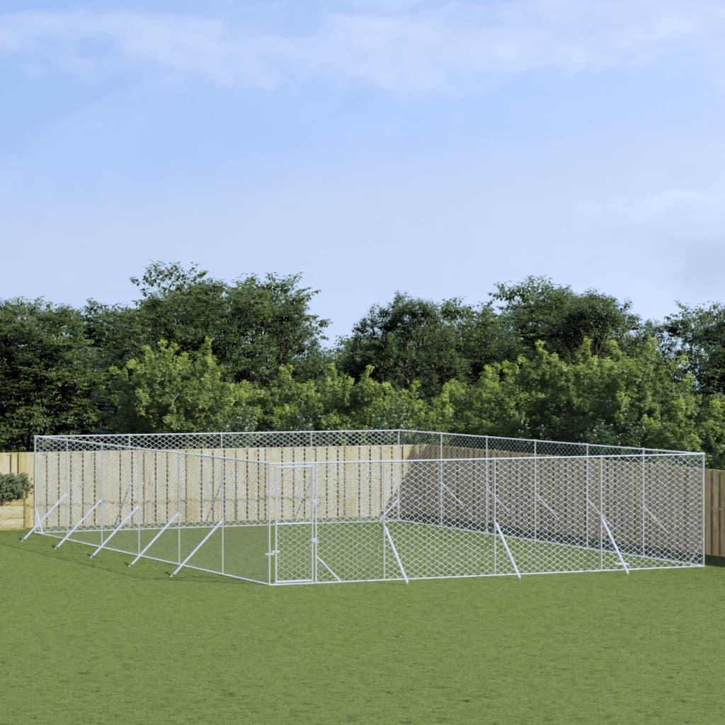 Udendørs hundegård 8x12x2 m galvaniseret stål sølvfarvet