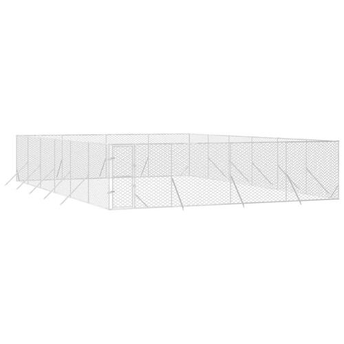 Udendørs hundegård 8x12x2 m galvaniseret stål sølvfarvet
