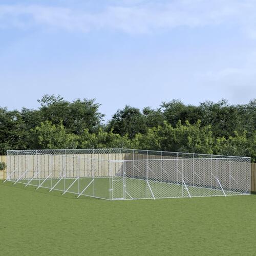 Udendørs hundegård 8x16x2 m galvaniseret stål sølvfarvet