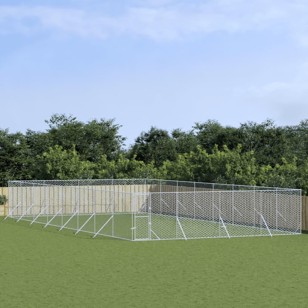 Udendørs hundegård 8x16x2 m galvaniseret stål sølvfarvet
