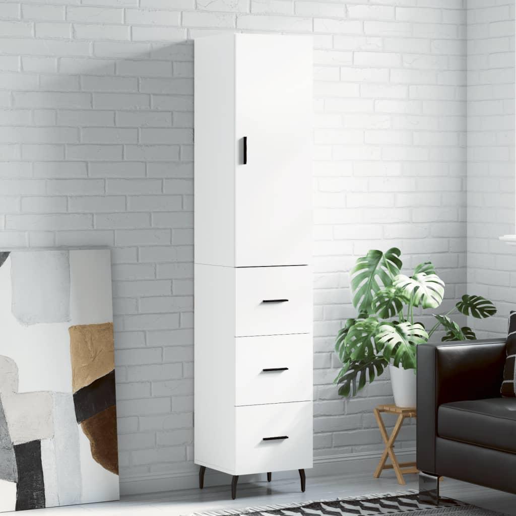 Skab 34,5x34x180 cm konstrueret træ hvid billede